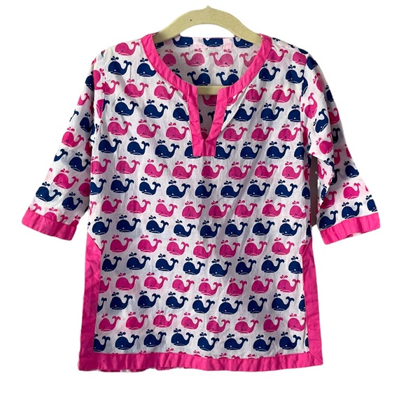 Pottery Barn Kids Blue/Pink Whale Swim Cover Up Size 12-18 - Picture 1 of 5